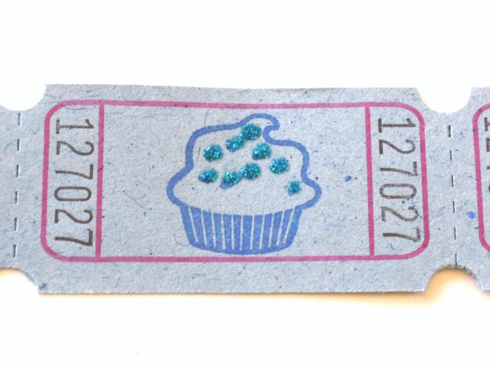 Blue Cupcake Raffle Tickets - Set Of 12